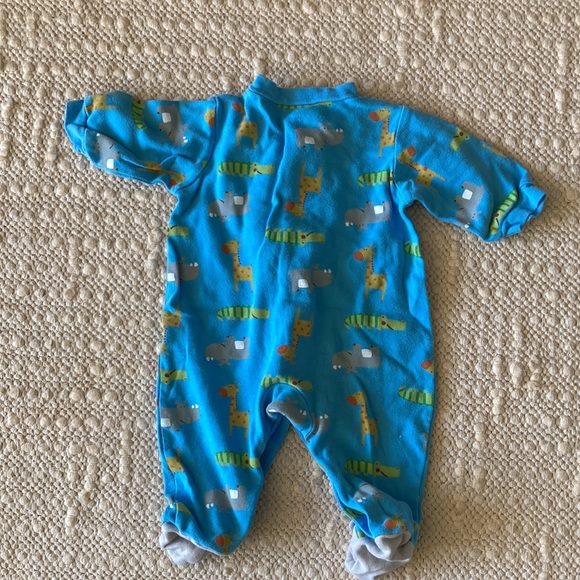 Carter’s Infant Footed Bodysuit Size 3 Month Blue w/Animal Theme - Picture 4 of 5